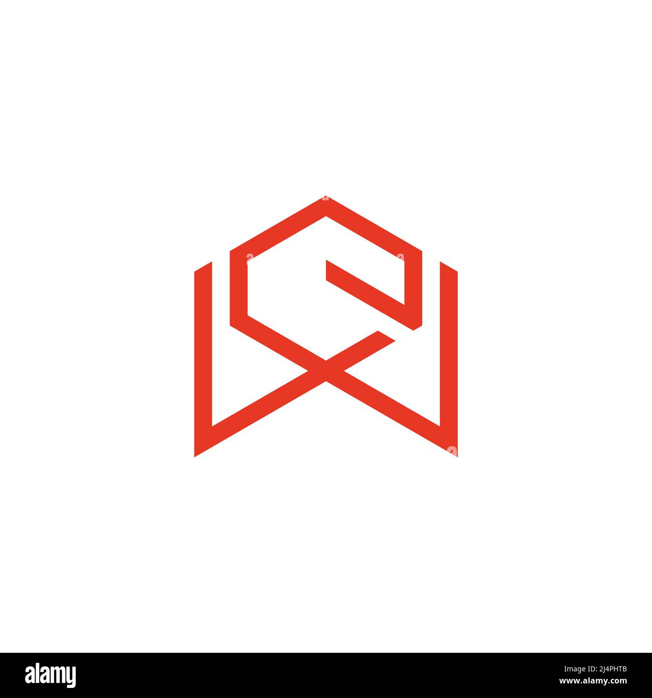 letter we linked hexagonal geometric line logo vector Stock Vector