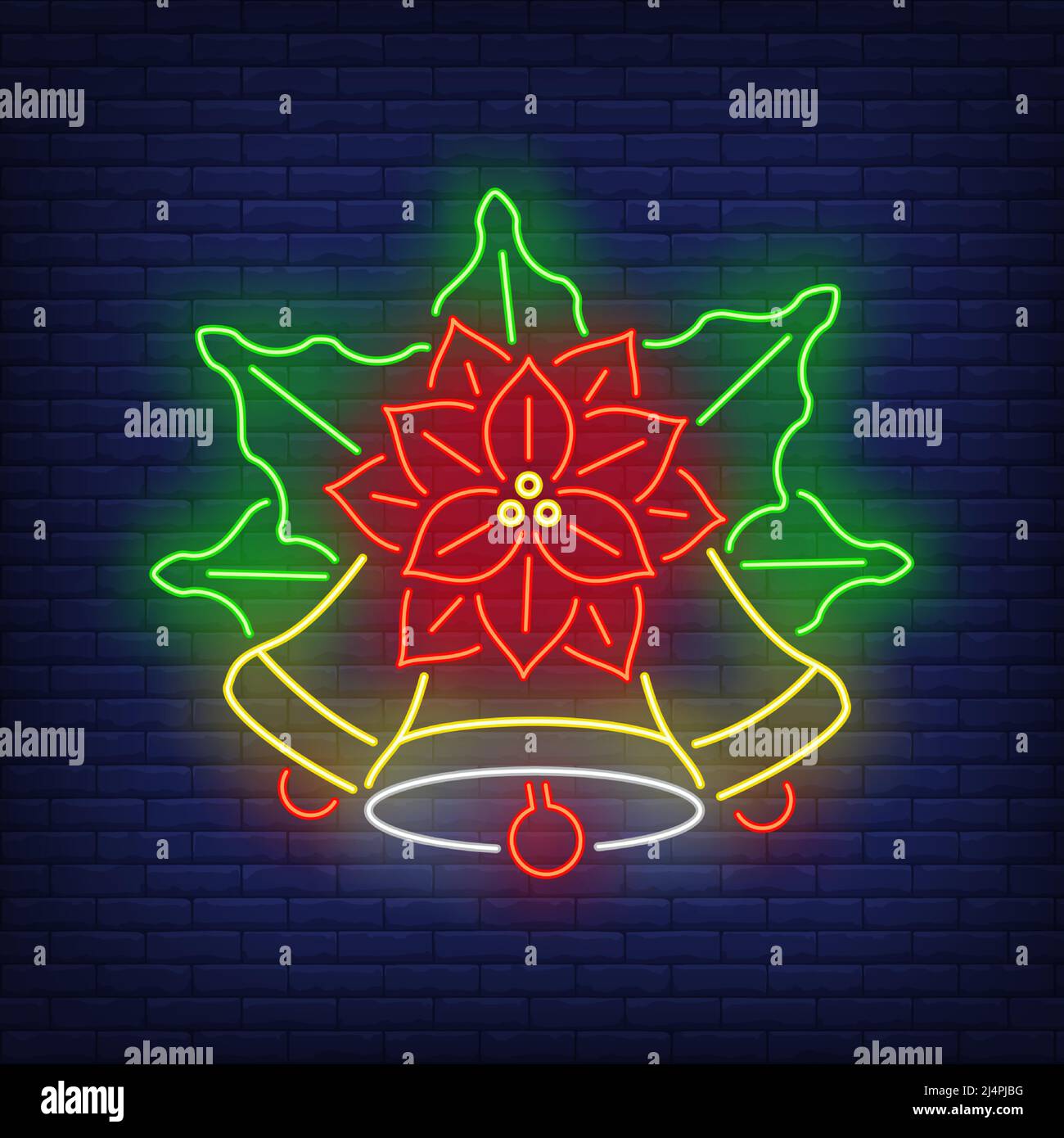Christmas bells neon icon on light background Vector Image