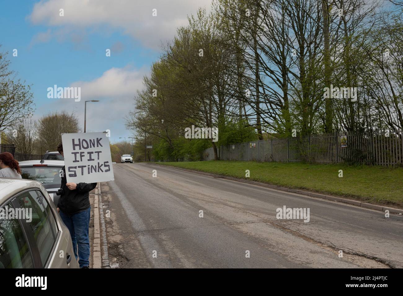 local protesters demonstrating outside of walleys quarry waste landfill
