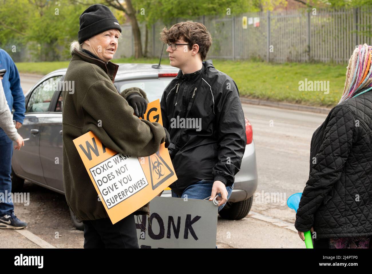 local protesters demonstrating outside of walleys quarry waste landfill