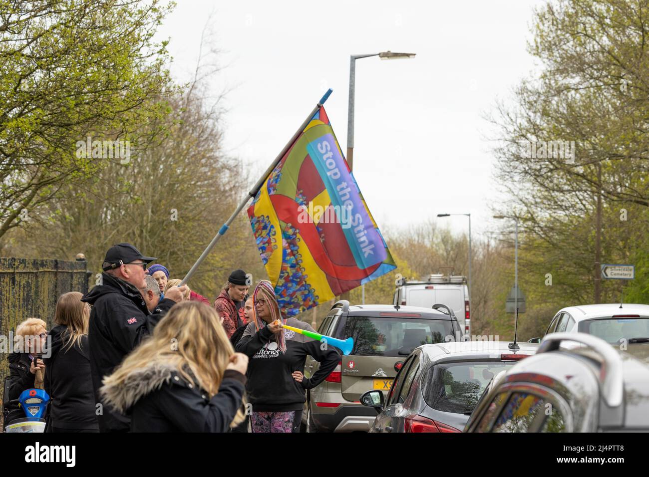 local protesters demonstrating outside of walleys quarry waste landfill