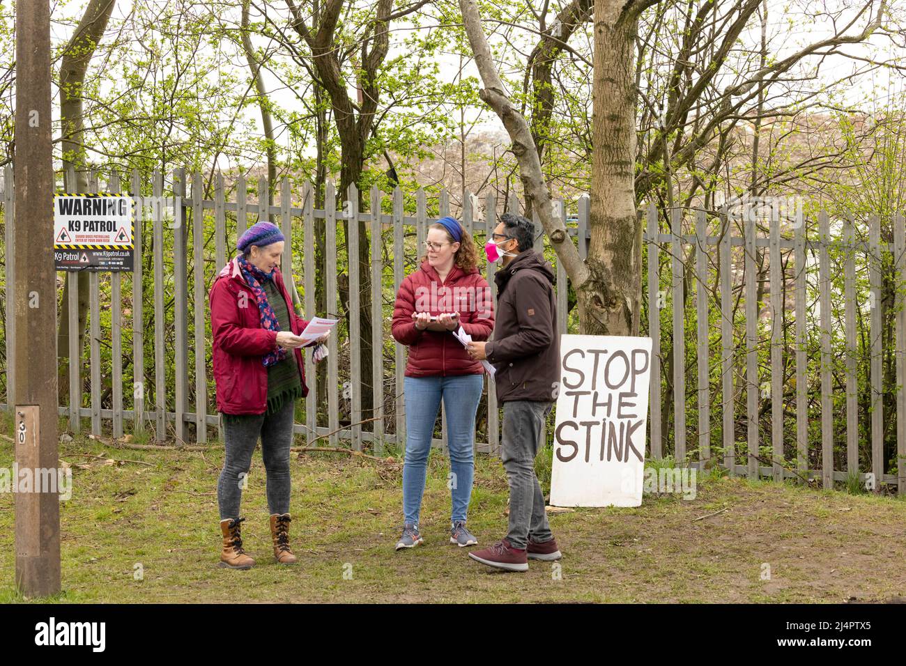 local protesters demonstrating outside of walleys quarry waste landfill