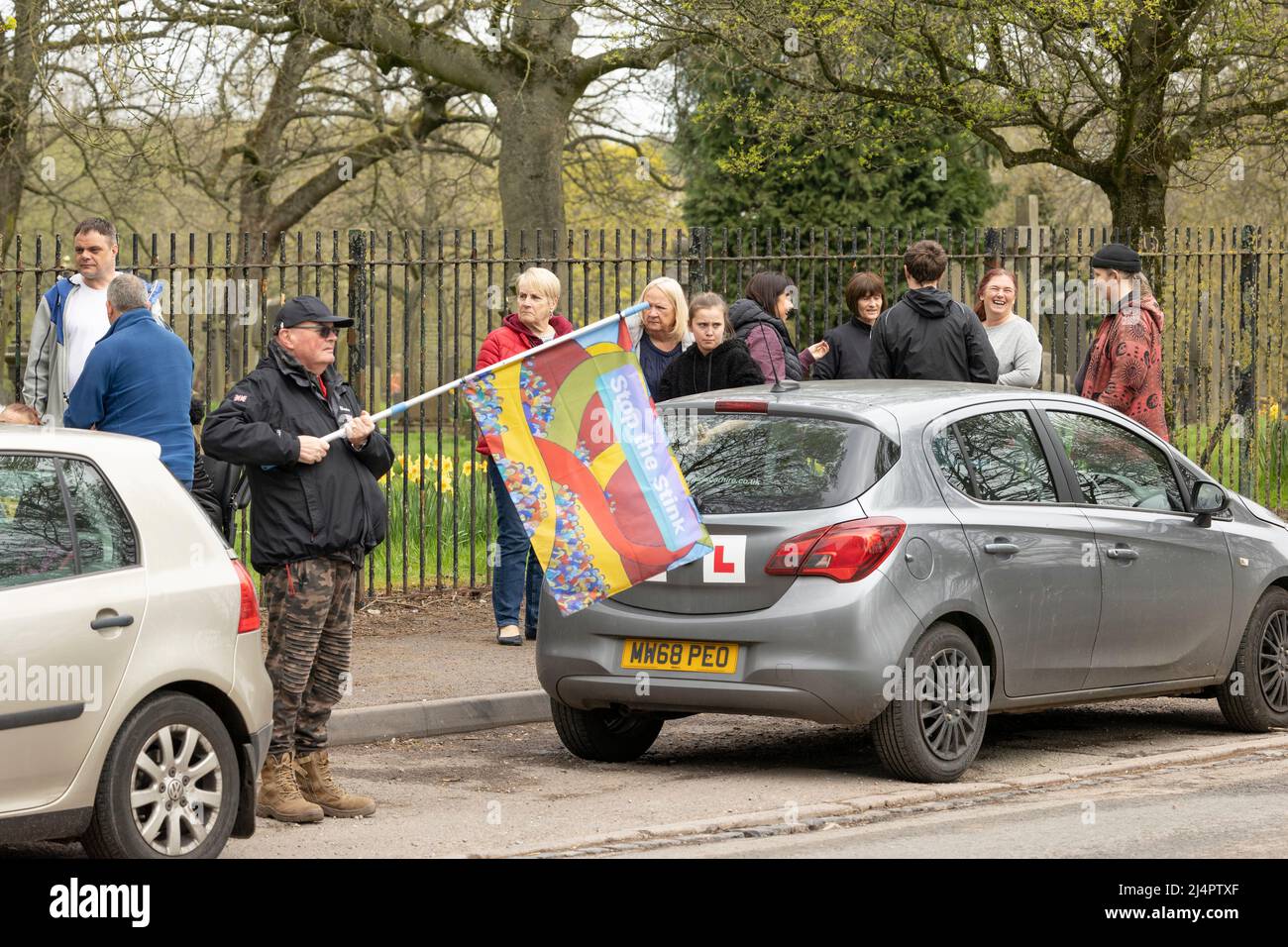 local protesters demonstrating outside of walleys quarry waste landfill