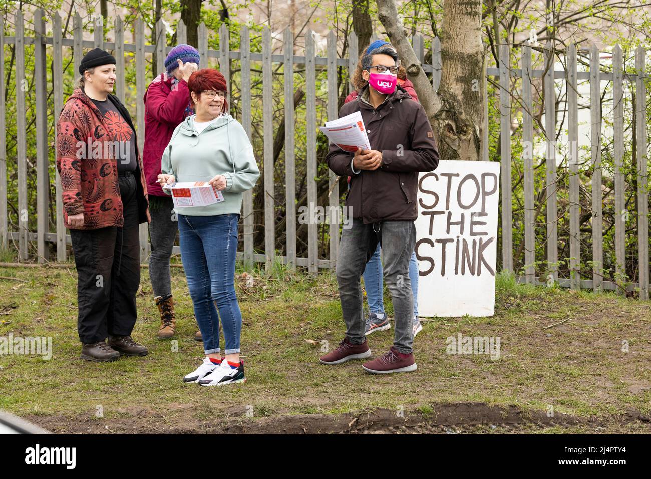 local protesters demonstrating outside of walleys quarry waste landfill site Silverdale