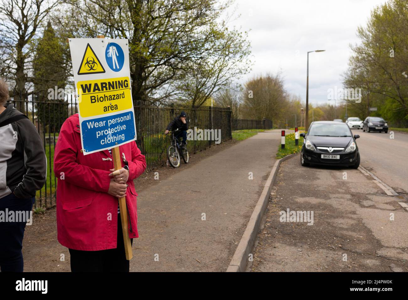 local protesters demonstrating outside of walleys quarry waste landfill