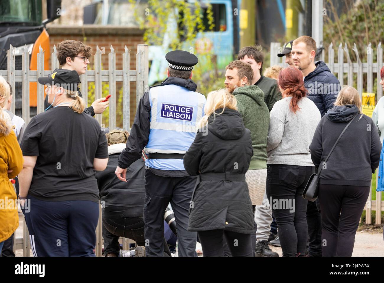local protesters demonstrating outside of walleys quarry waste landfill