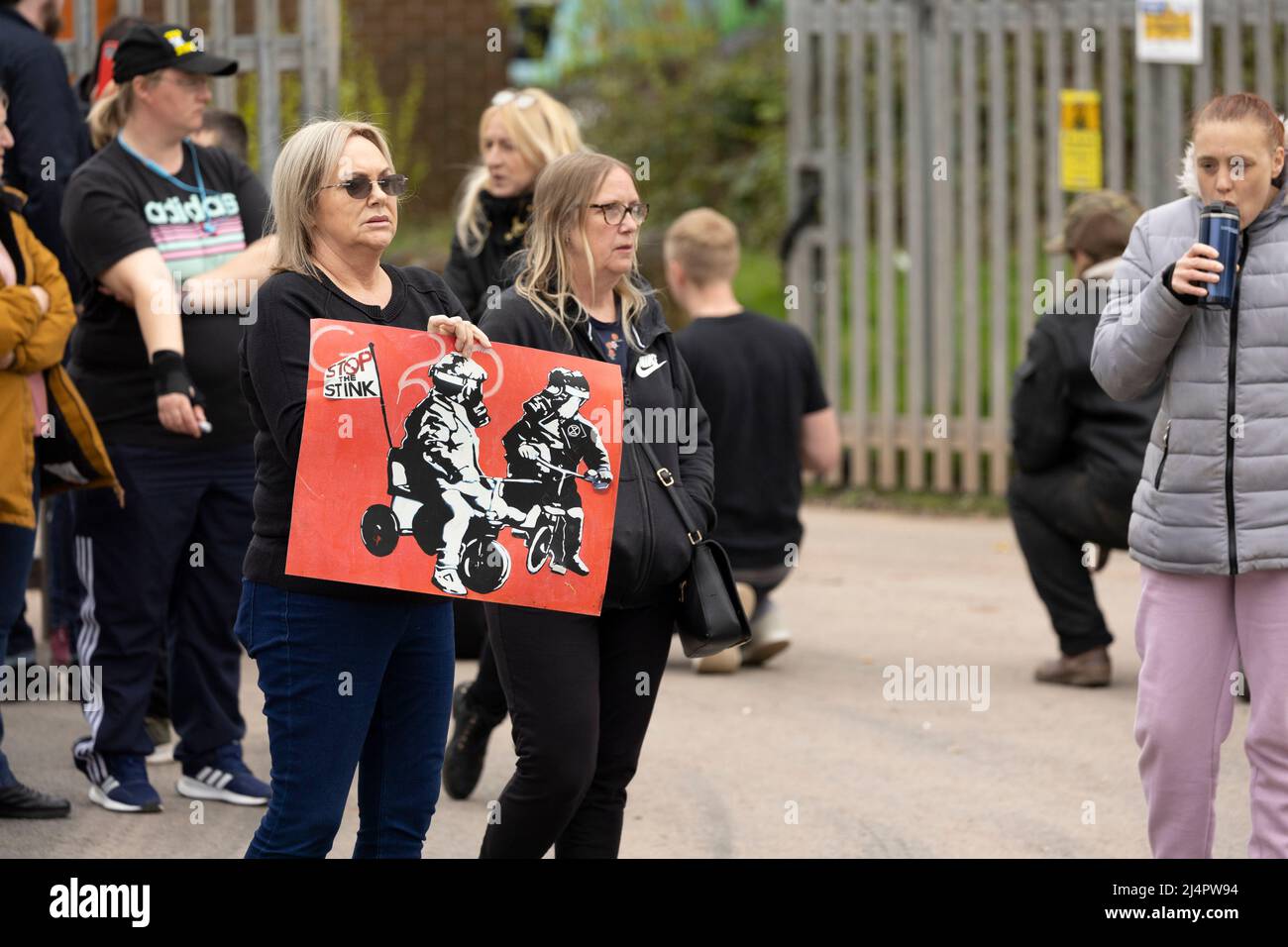 local protesters demonstrating outside of walleys quarry waste landfill