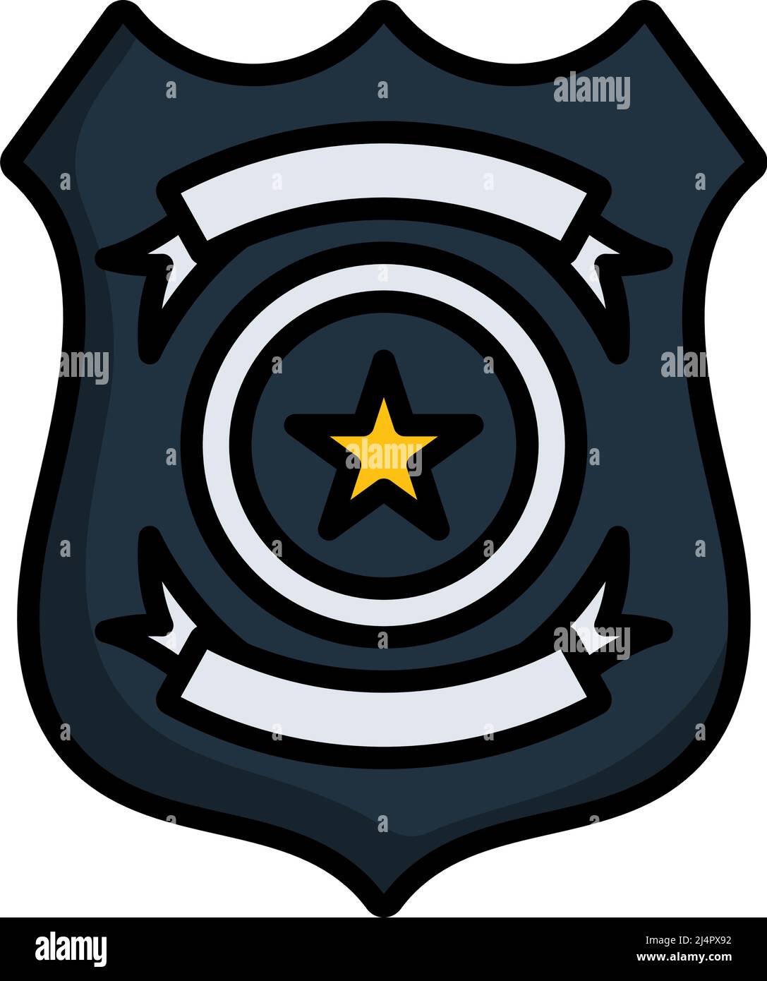 Silver steel police security badge isolated Vector Image