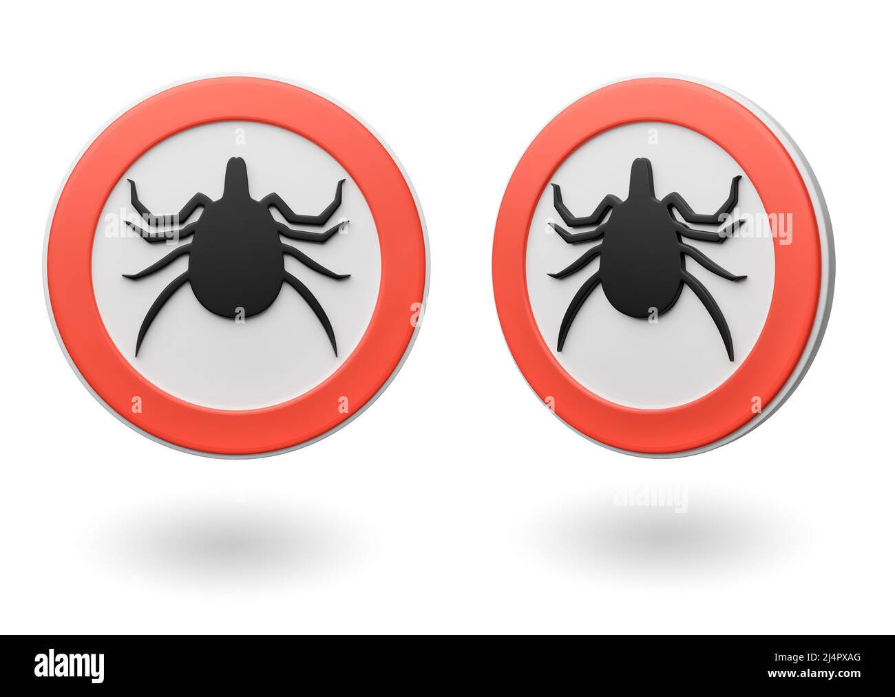 Ticks attention circular red sign - 3d render Stock Photo