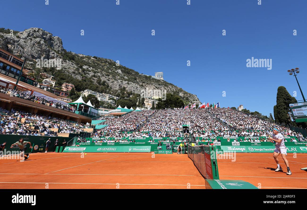 Tennis - ATP Masters 1000 - Monte Carlo Masters - Monte-Carlo Country Club,  Roquebrune-Cap-Martin, France - April 17, 2022 General view of Spain's  Alejandro Davidovich Fokina in action during the final match