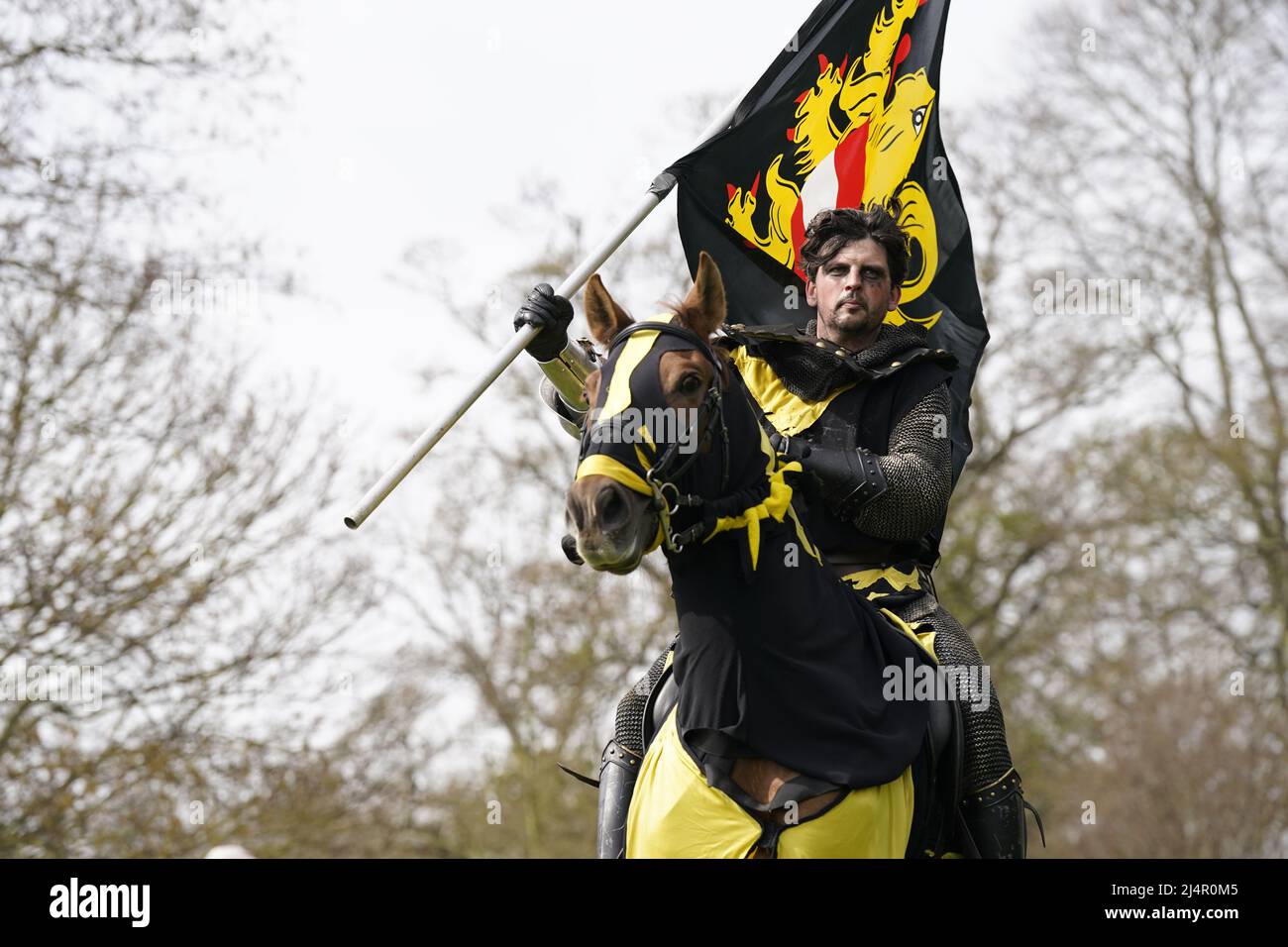 A man dressed as a knight during a jousting event at Sewerby Hall in ...