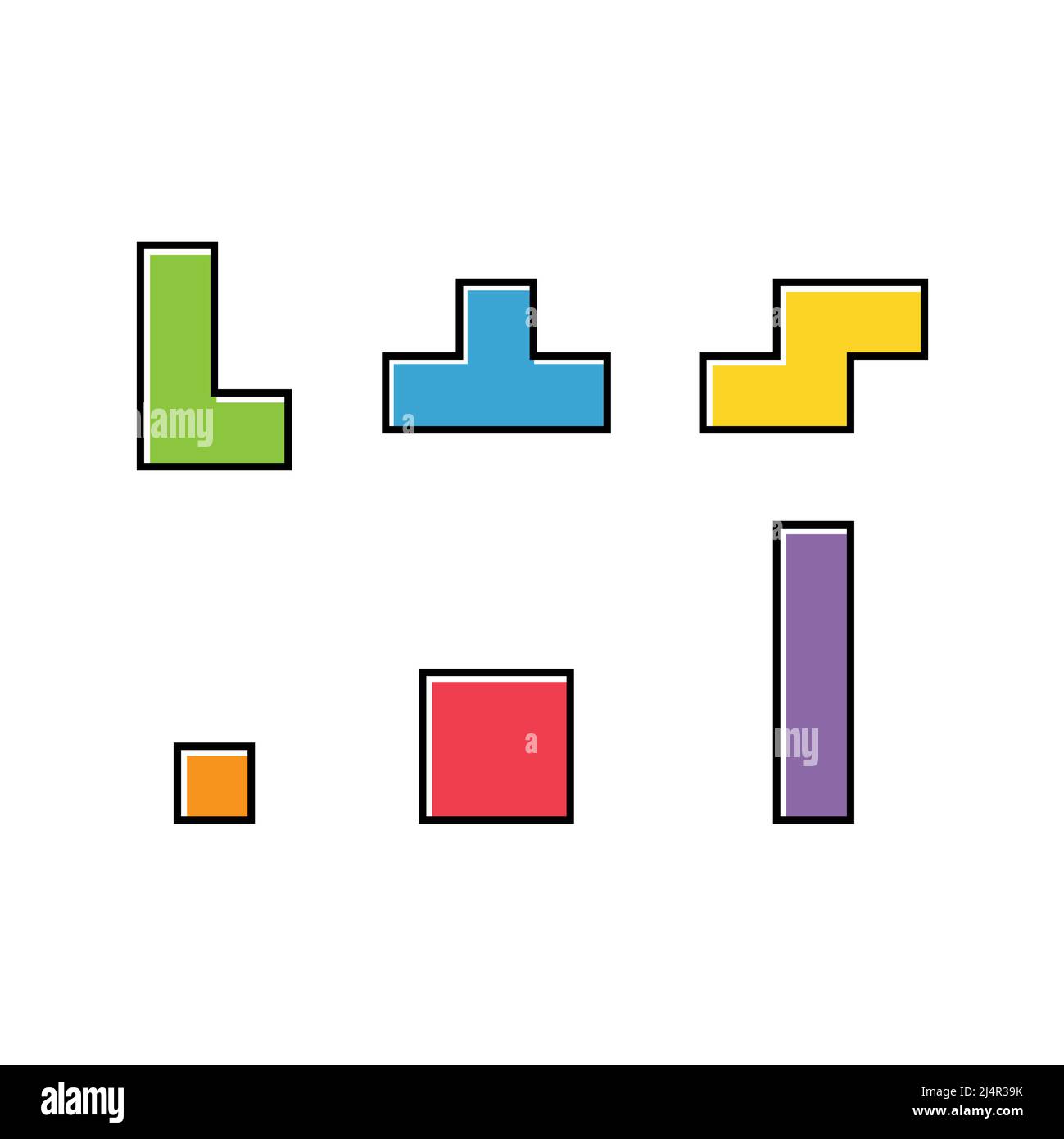 Tetris block game shape set isolated Royalty Free Vector