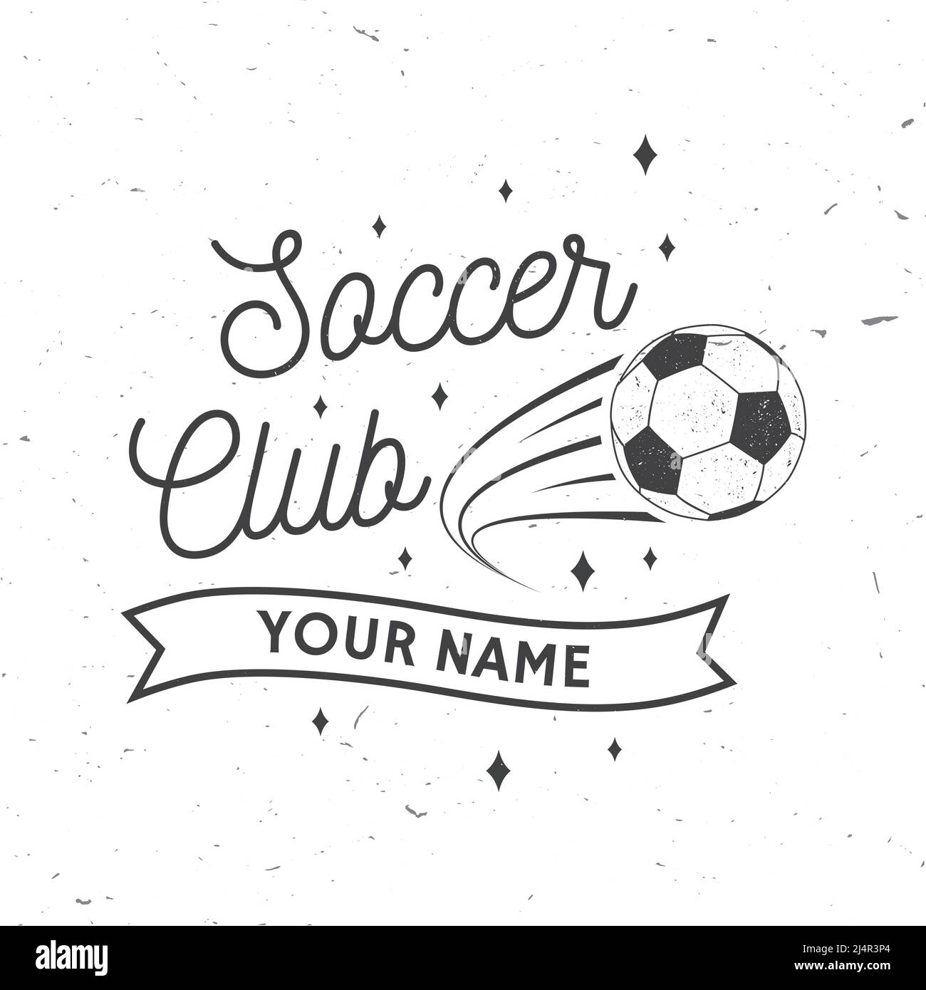 Soccer, football club badge design. Vector illustration. For college league football club sign, logo. Vintage monochrome label, sticker, patch with Stock Vector