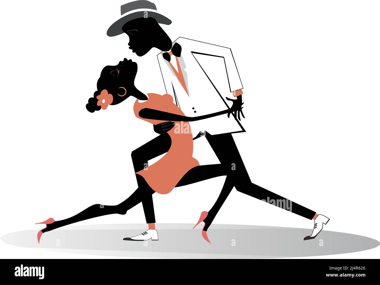 Romantic dancing young African couple illustration. Funny dancing young ...