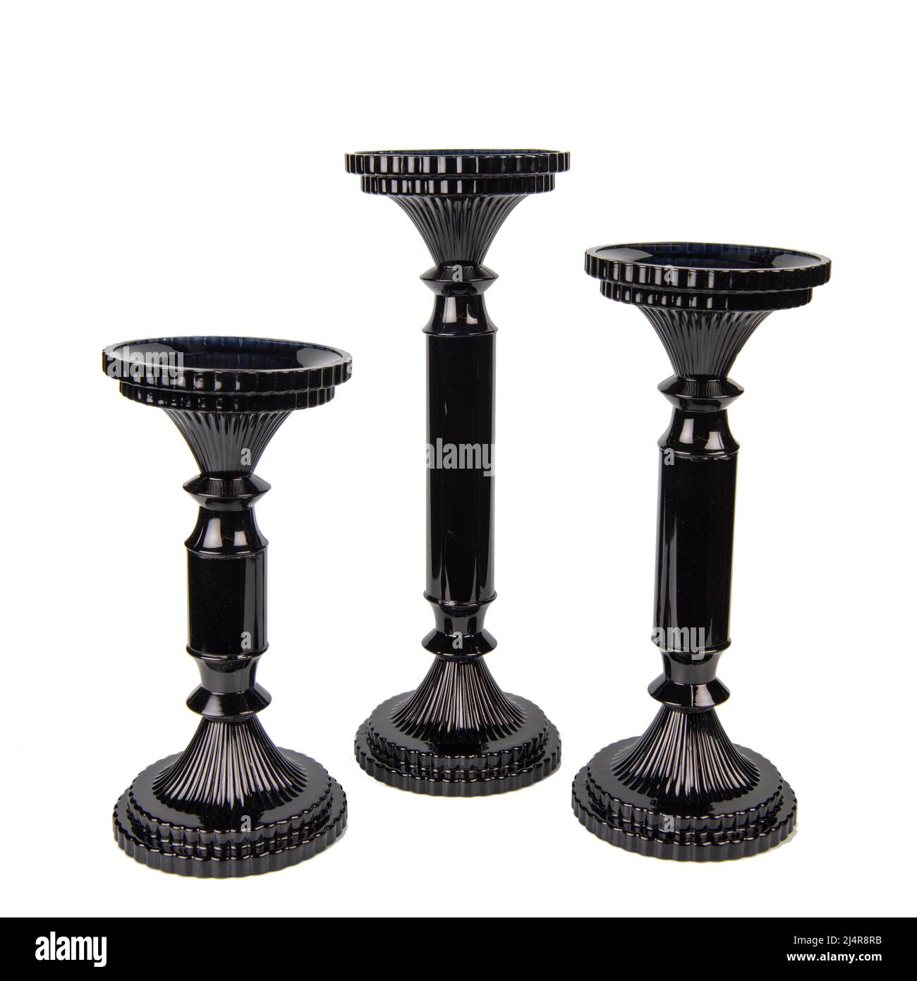 black glass candle holders isolated luxury home decoration accessories