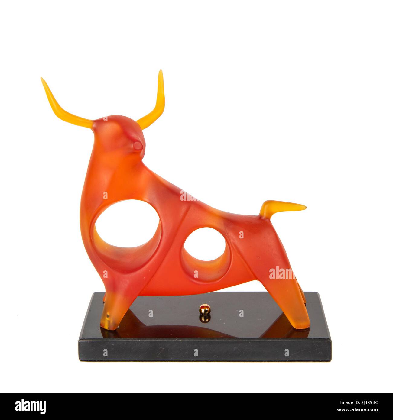 luxury house accessory glass bull figure isolated on white Stock Photo