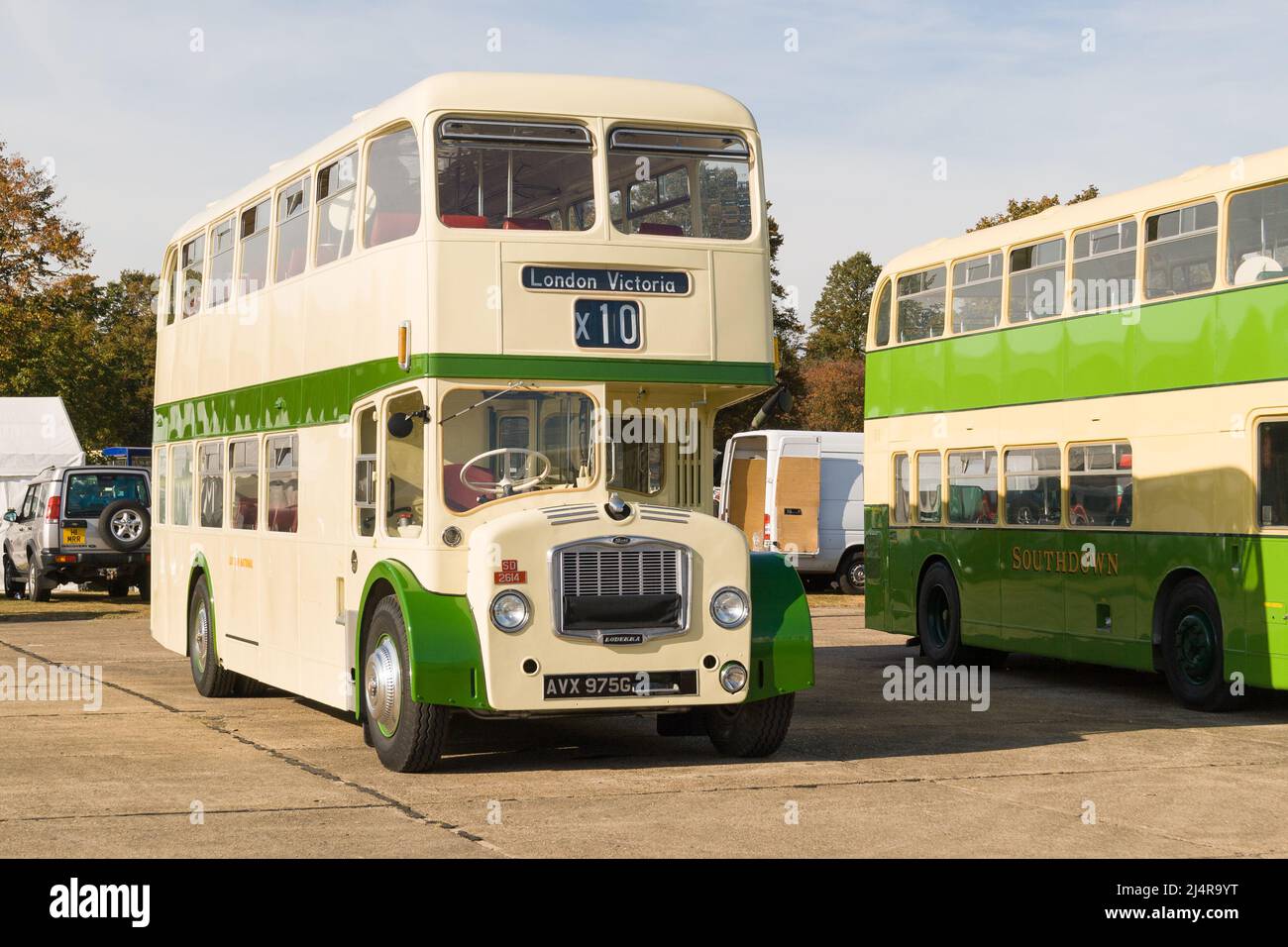 AVX 975G, A Bristol Lodekka double-decker bus at Duxford Stock Photo