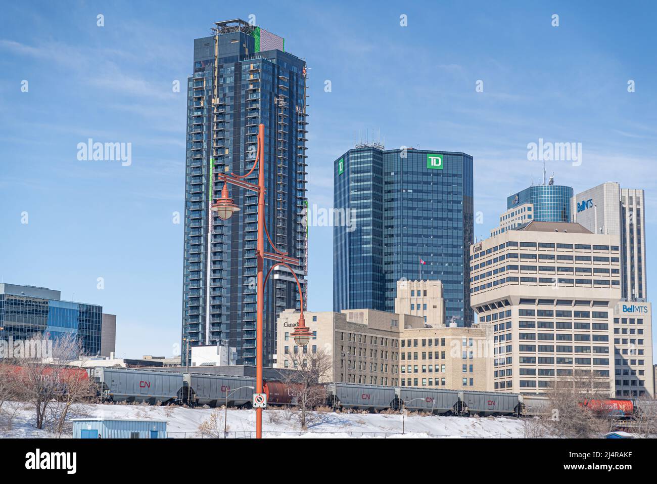 March 17 2022 Winnipeg Manitba Canada Downtown Winnipeg City