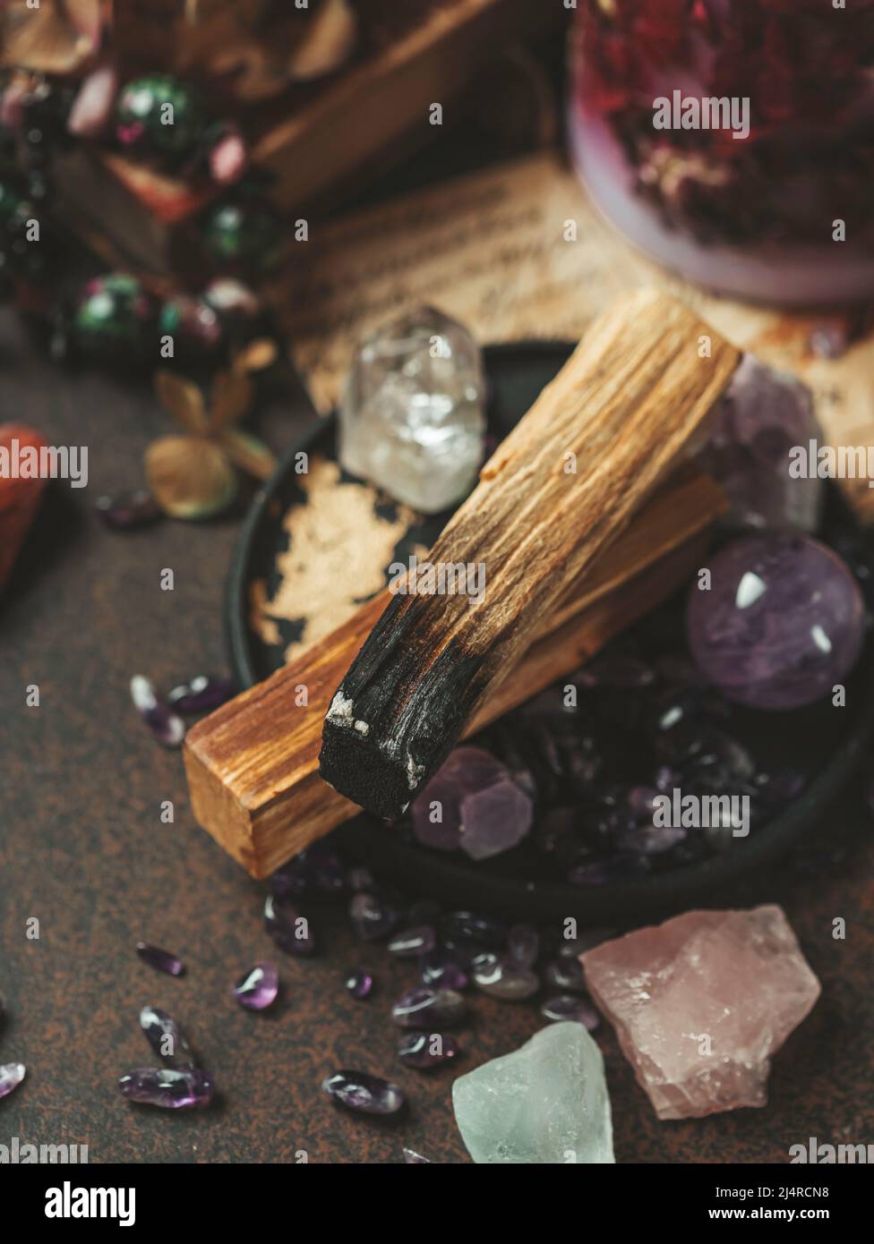 Palo Santo, holy sacred tree stick, burning with aroma smoke. Healthy ...