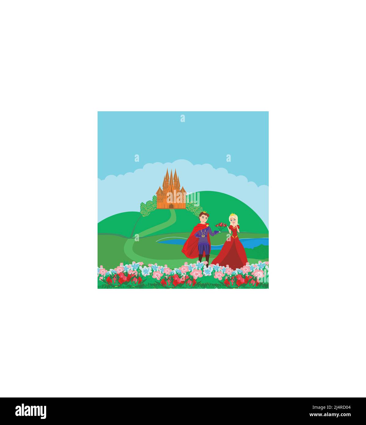 Beautiful castle and princess with prince Stock Vector Image & Art - Alamy