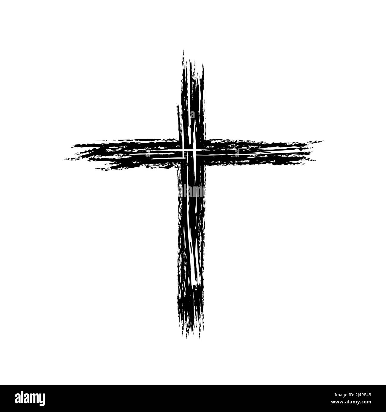 Hand drawn cross symbol. Black sketch cross symbol on white background