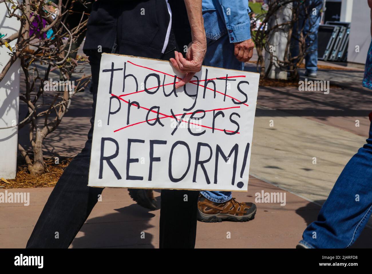 Protest sign held by participants at March for Our Lives rally Stock Photo