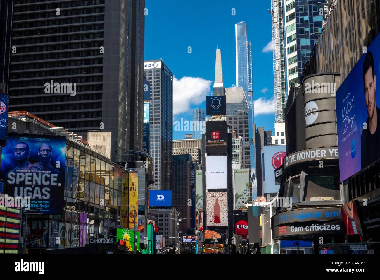 Looking North at LED adverts in Times Square, NYC. USA  2022 Stock Photo