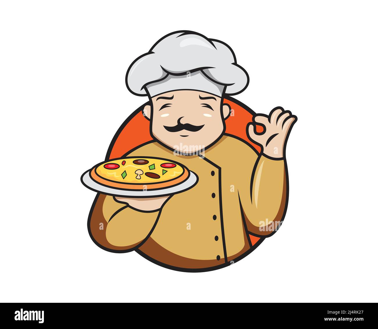 Pizza Chef Mascot Illustration with Cartoon Style Vector Stock Vector