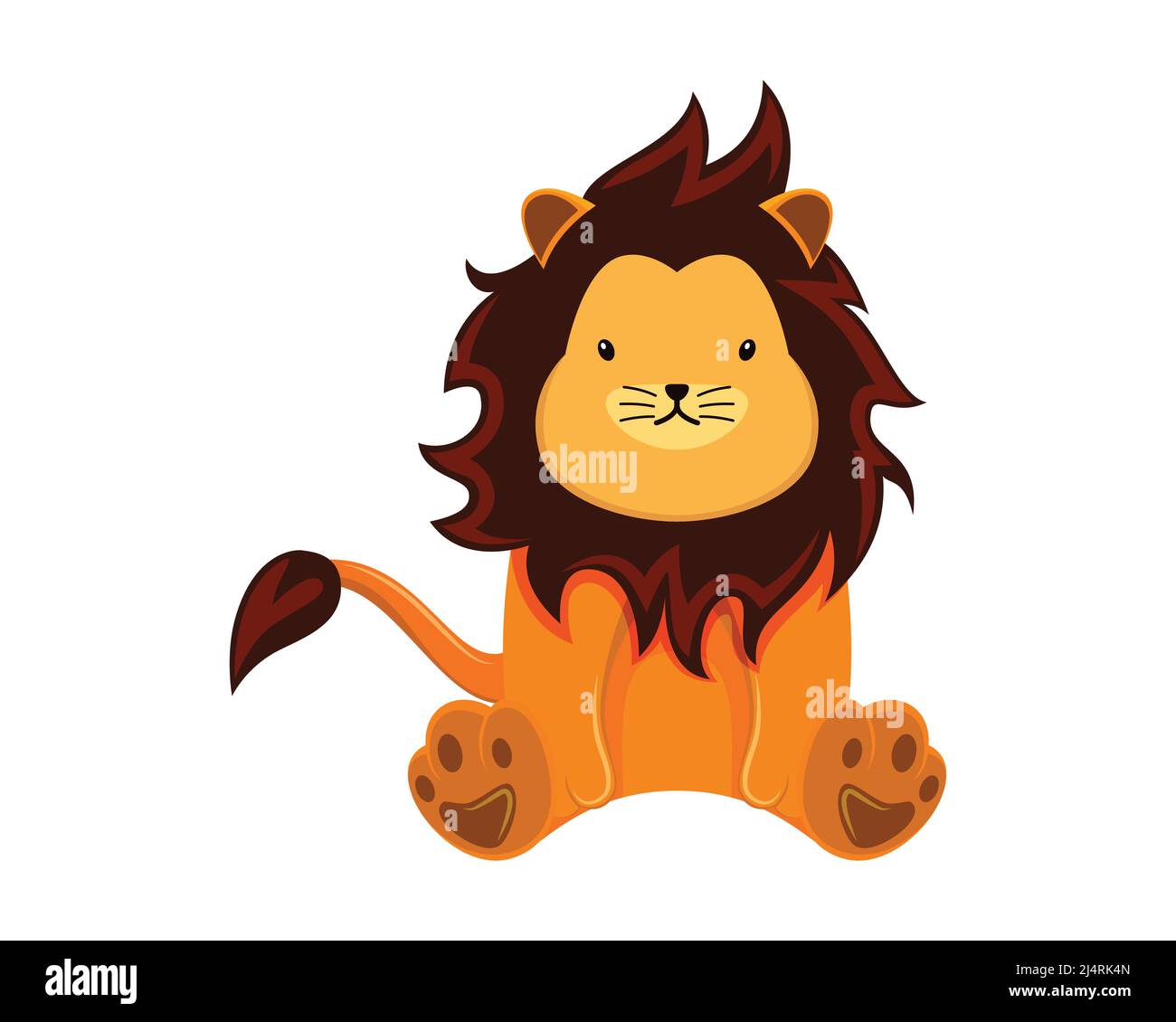 Cute and Sweet Lion Illustration with Cartoon Style Vector Stock Vector ...