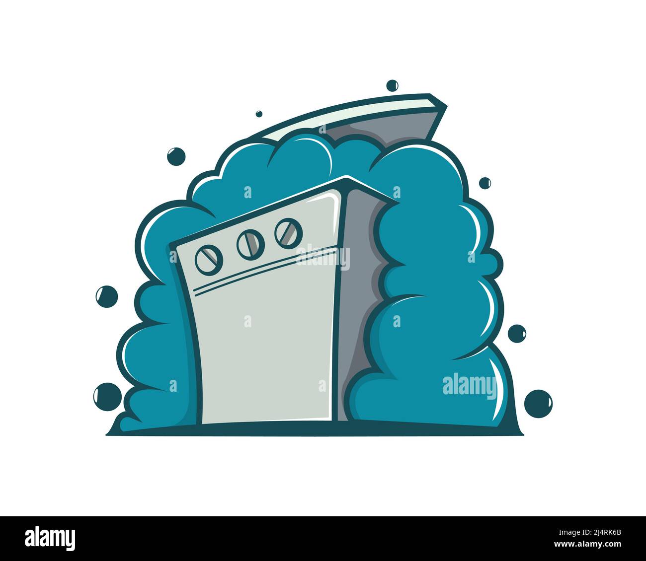 Laundry Symbolization with Washing Machine combined with Bubbles Vector Stock Vector