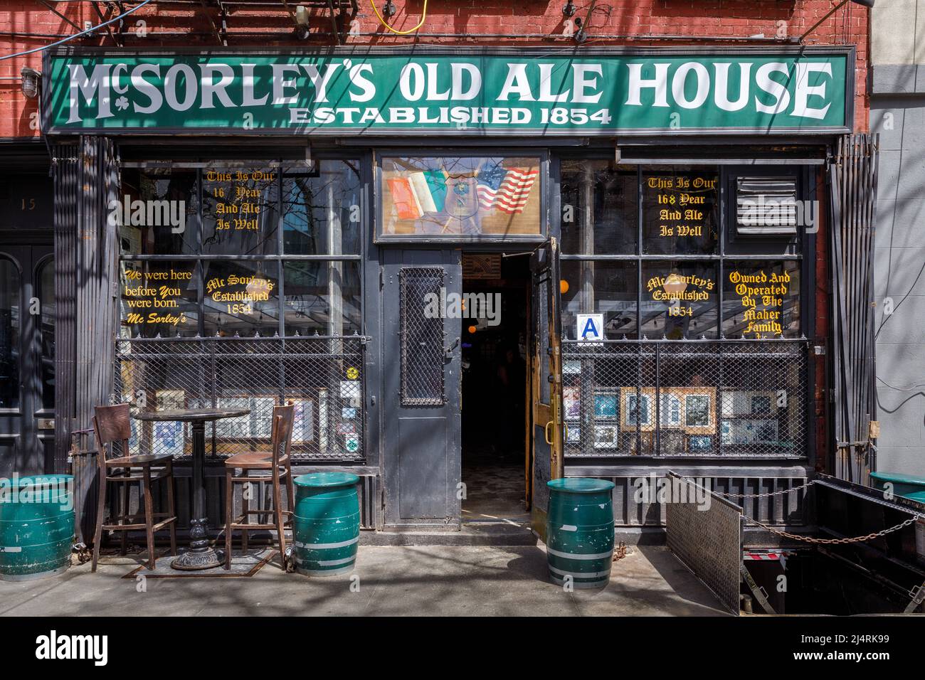 McSorley's Old Ale House, East Village, is oldest Irish saloon in the city. New York, NY, USA. Stock Photo