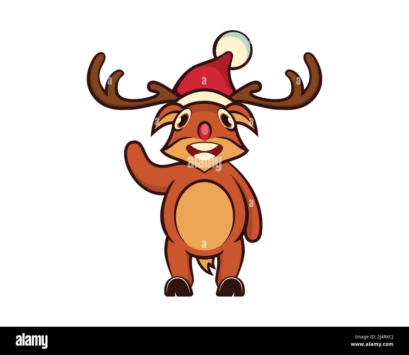 Christmas Reindeer with Santa Claus Hat Illustration Vector Stock ...