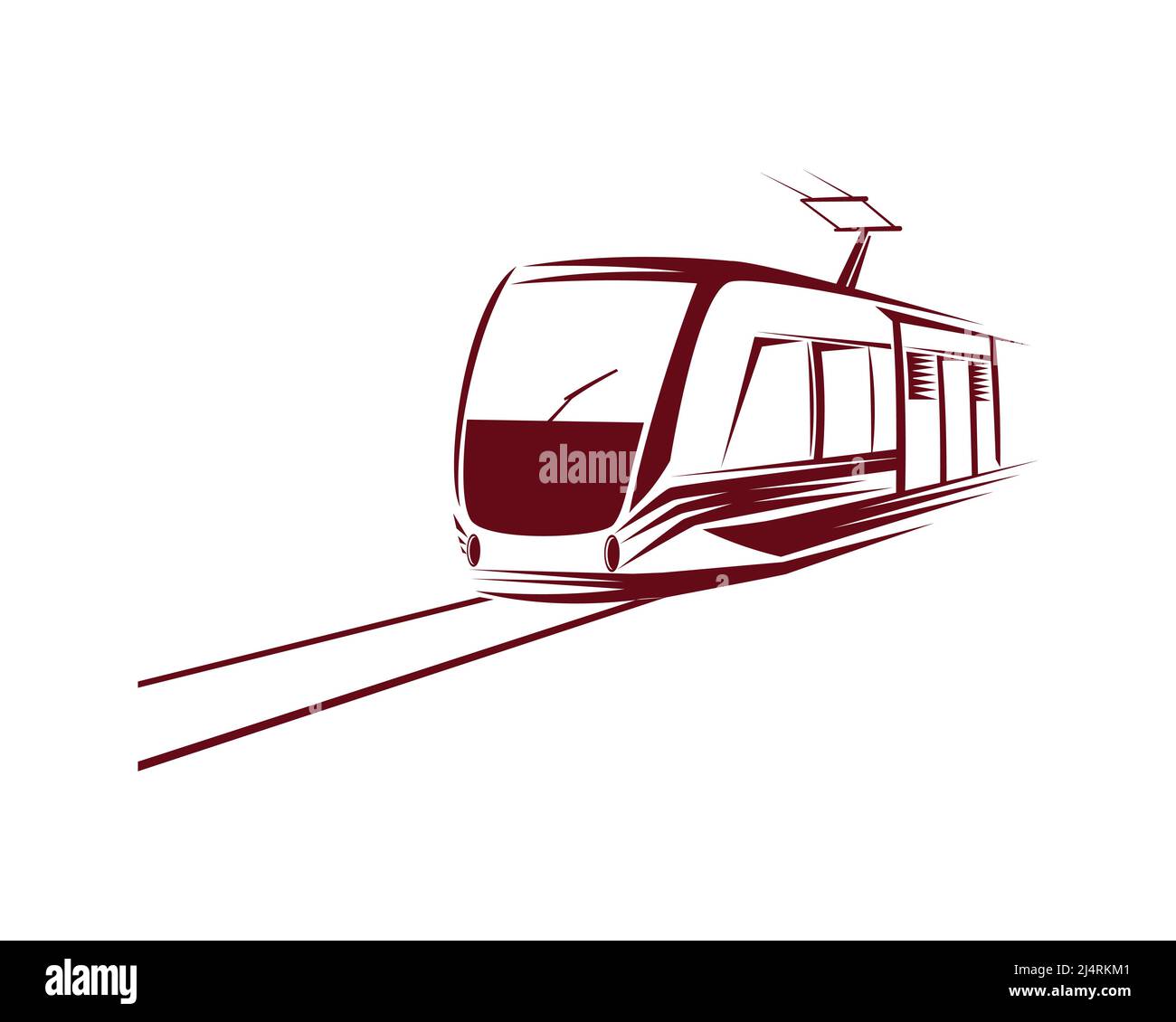 Tram Illustration with Silhouette Style Vector Stock Vector