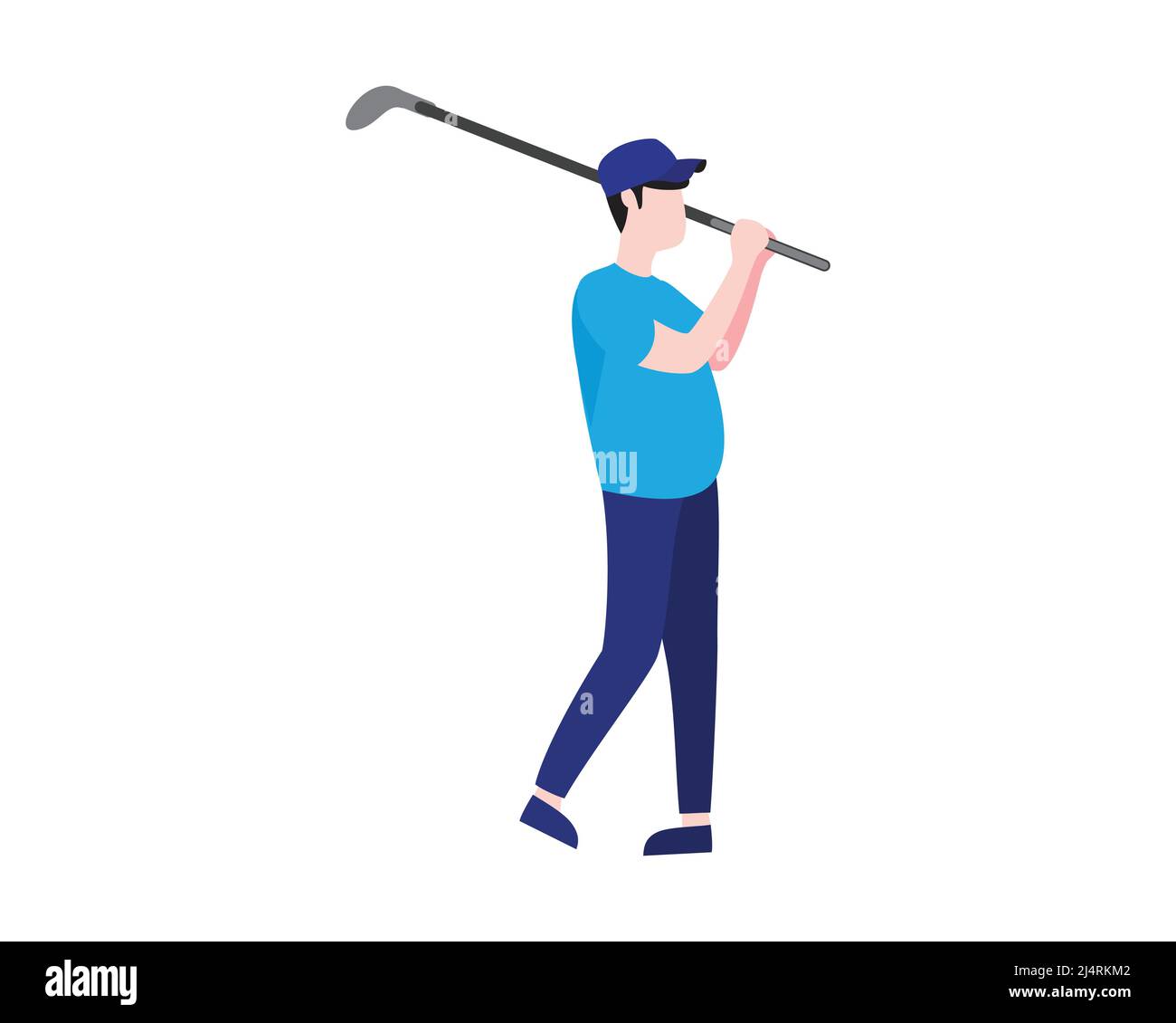 Golfer Swing His Iron Golf Illustration with Cartoon Style Vector Stock Vector