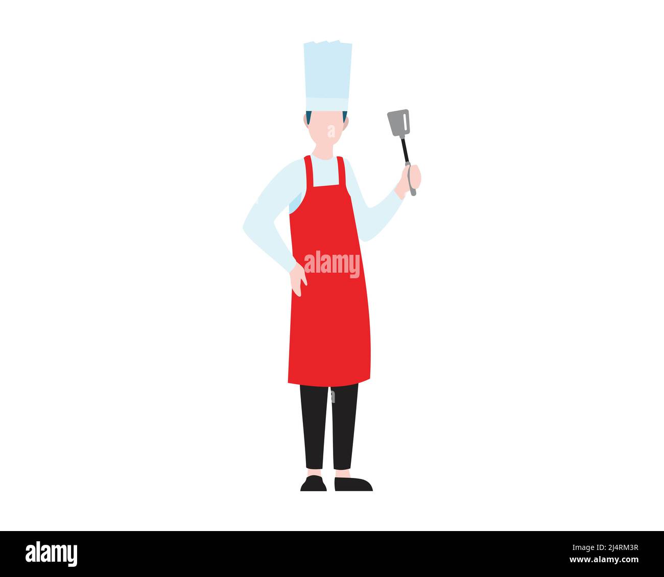 Chef Holding Spatula Gesture Illustration with Cartoon Style Vector Stock Vector