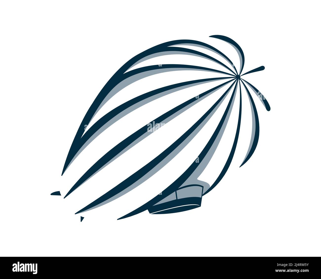 Flying Zeppelin Illustration with Silhouette Style Vector Stock Vector
