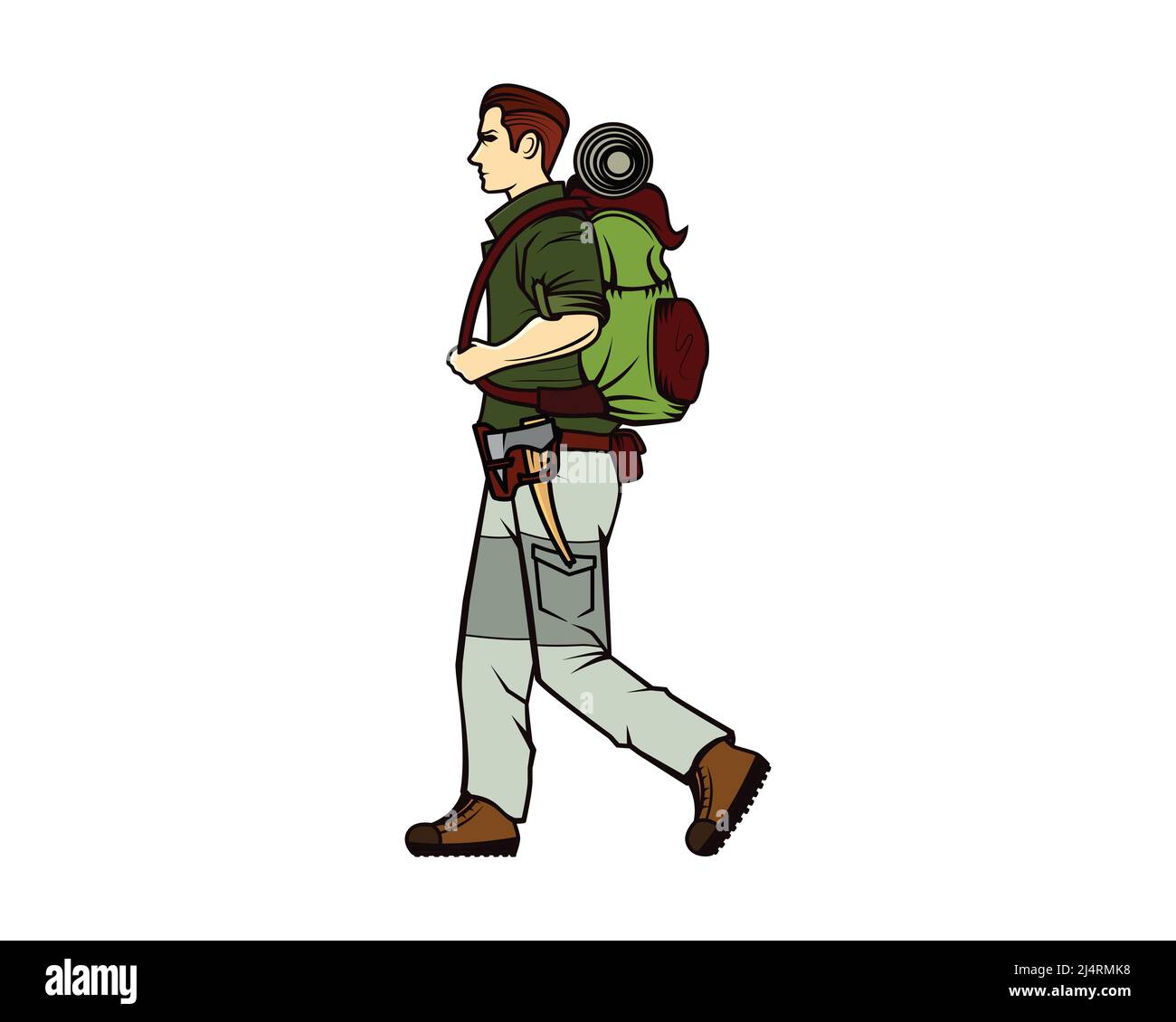 Hiking Man and Adventurer Illustration Vector Stock Vector