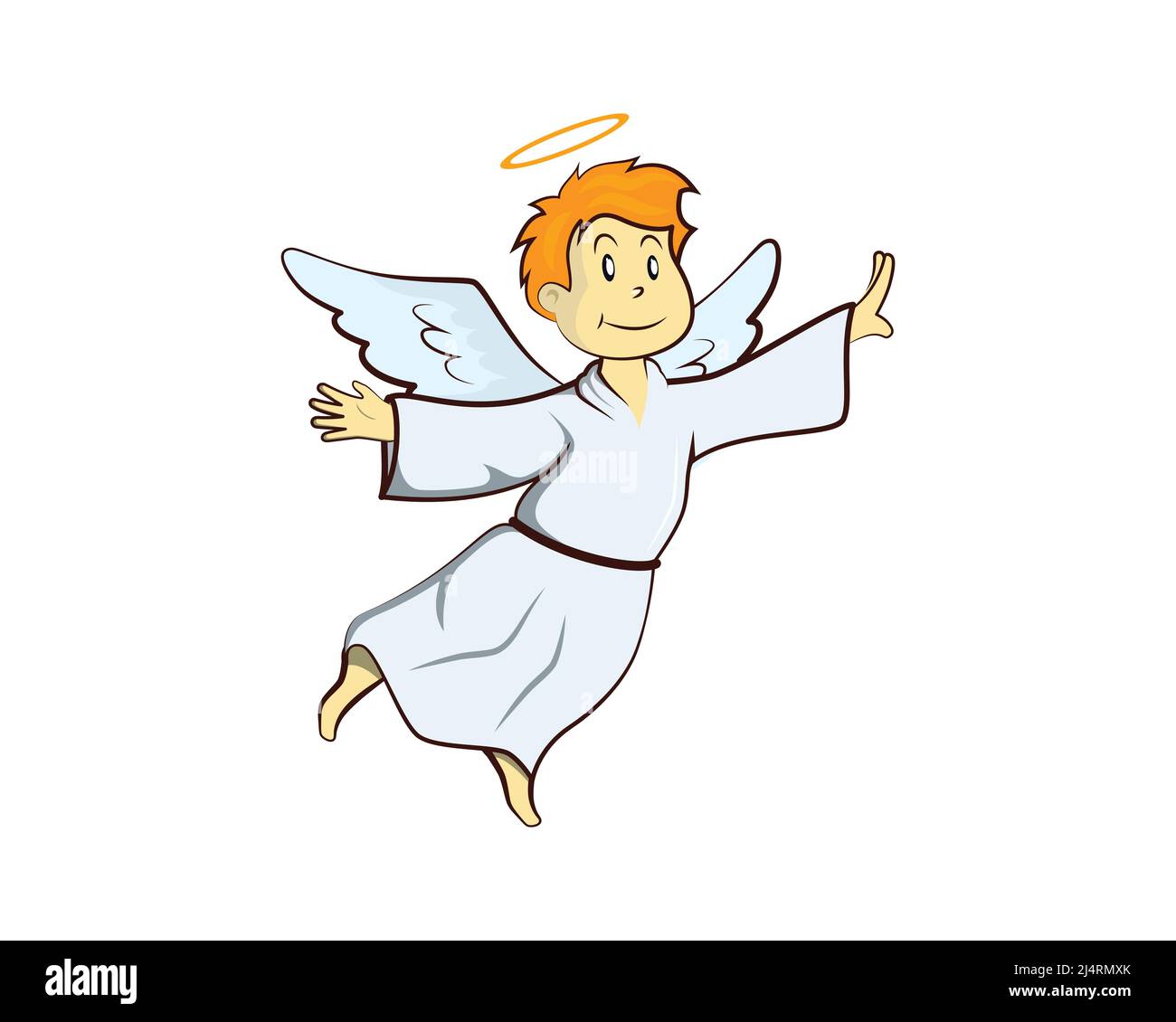 Cute Flying Angel Illustration with Cartoon Style Vector Stock Vector