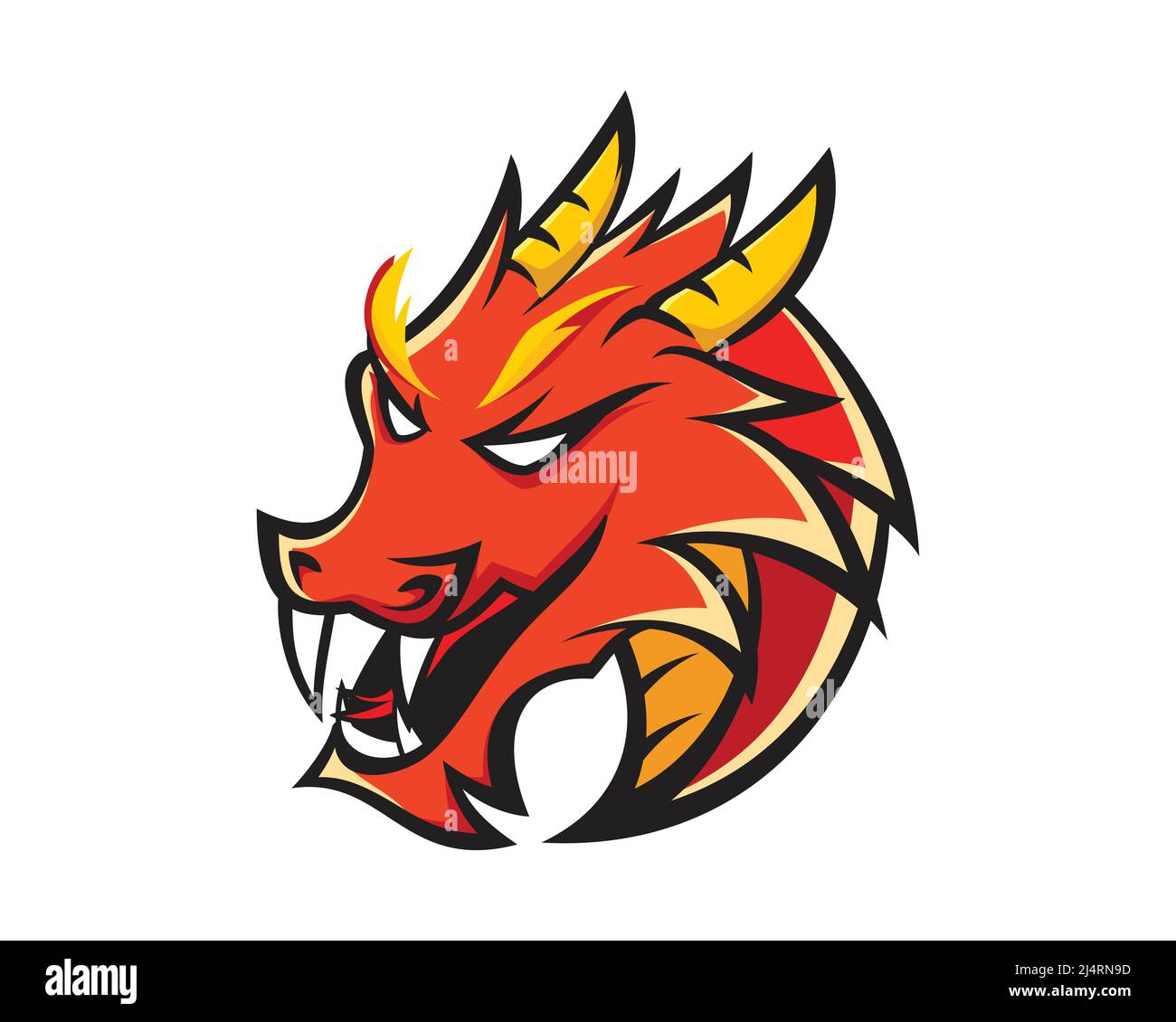 European Red Dragon Head Mascot and Emblem Vector Stock Vector