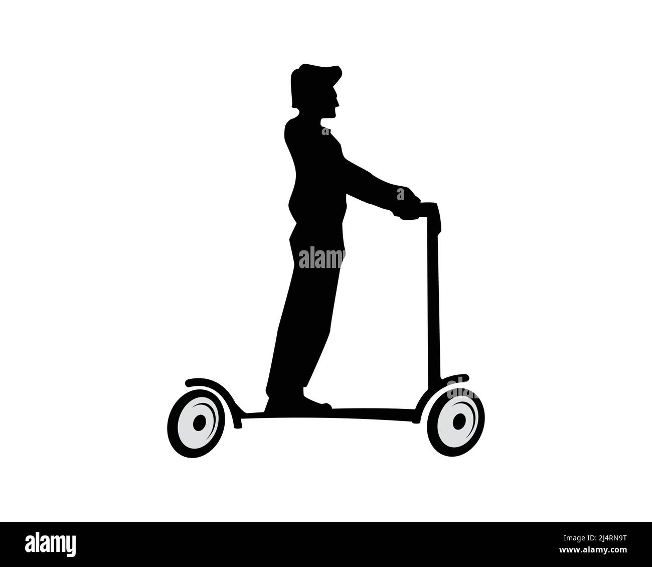 A Man Riding Scooter Silhouette Vector Stock Vector