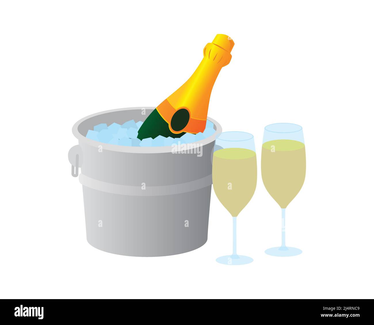 Bottle of Champagne in a Bucket with Ice Vector Stock Vector
