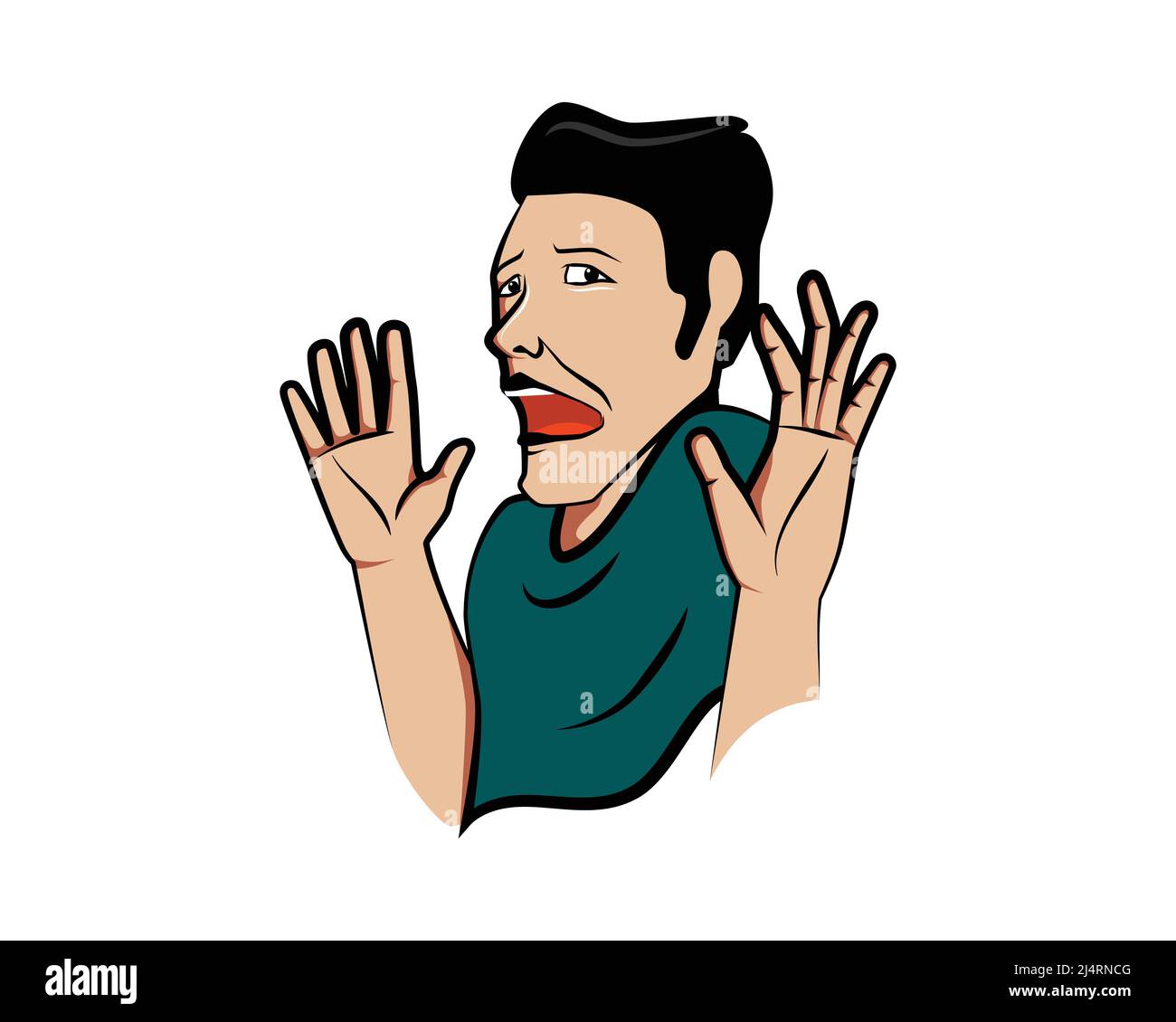Scared and Frightened Man Illustration Vector Stock Vector