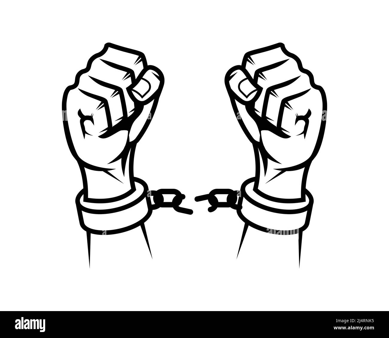 Broken Handcuff as Symbol of Freedom with Silhouette Style Vector Stock Vector