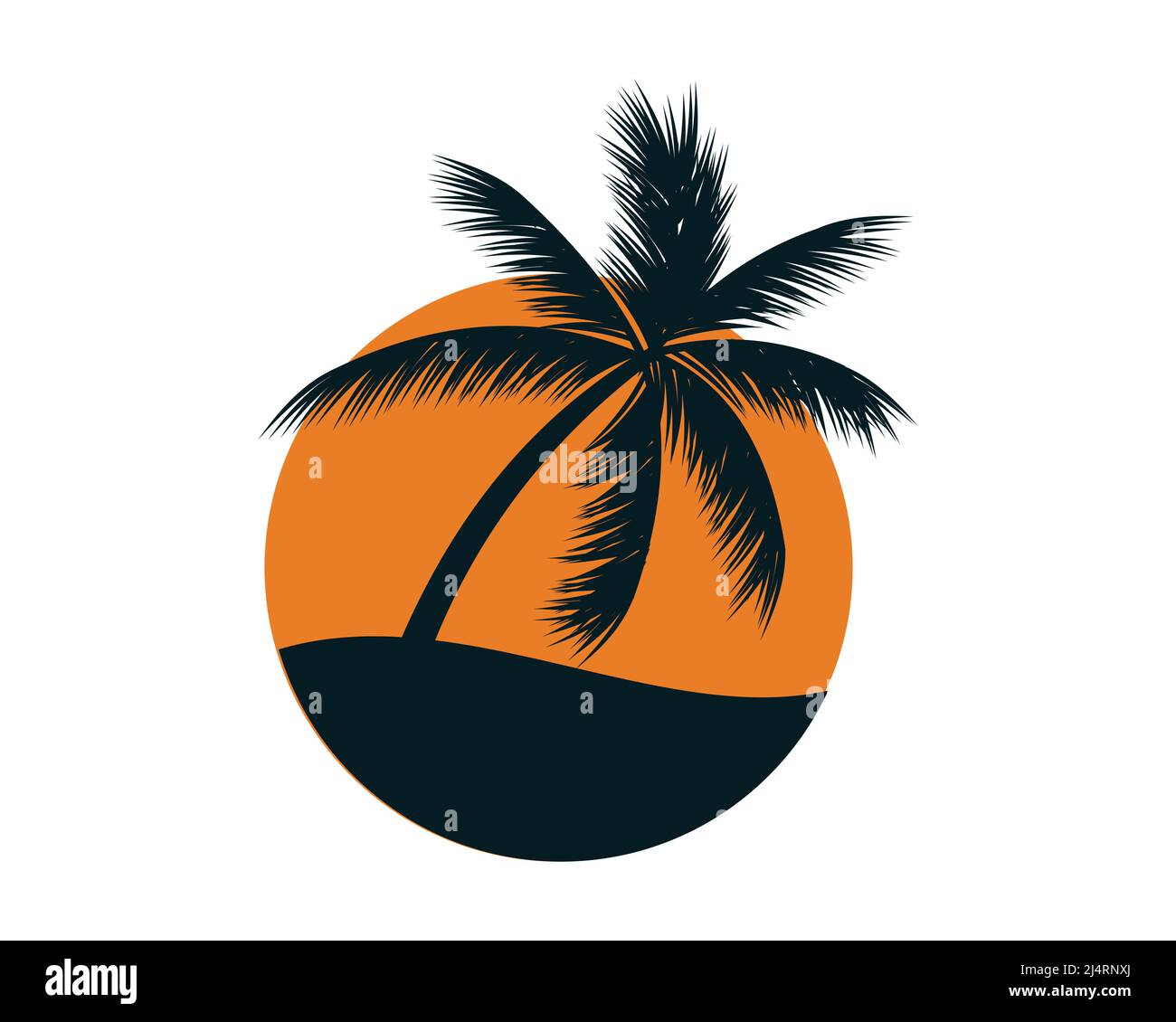Sunset with a Palm Symbol Vector Stock Vector