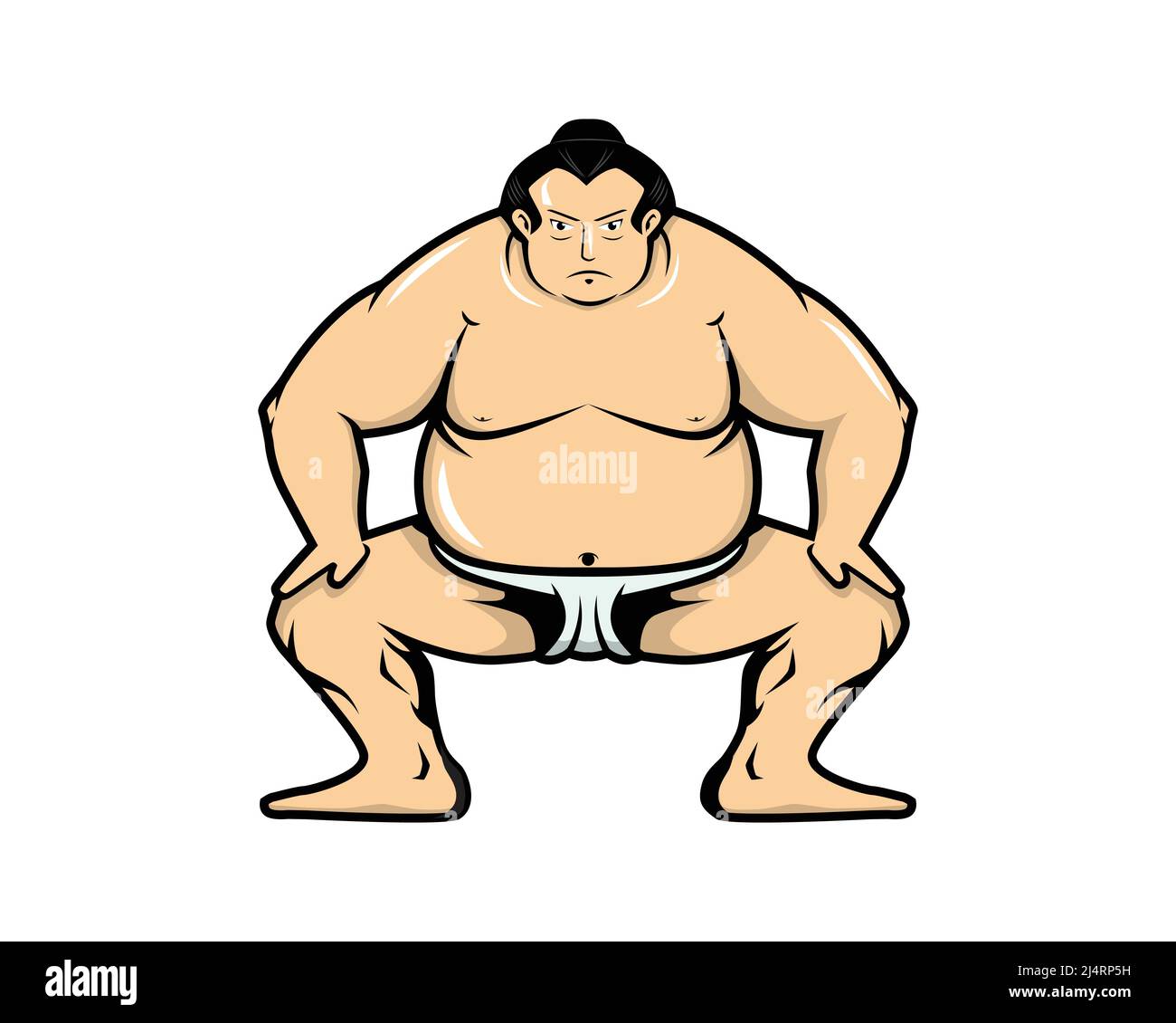 Detailed Sumo with Crouch Stance Gesture Illustration Vector Stock Vector