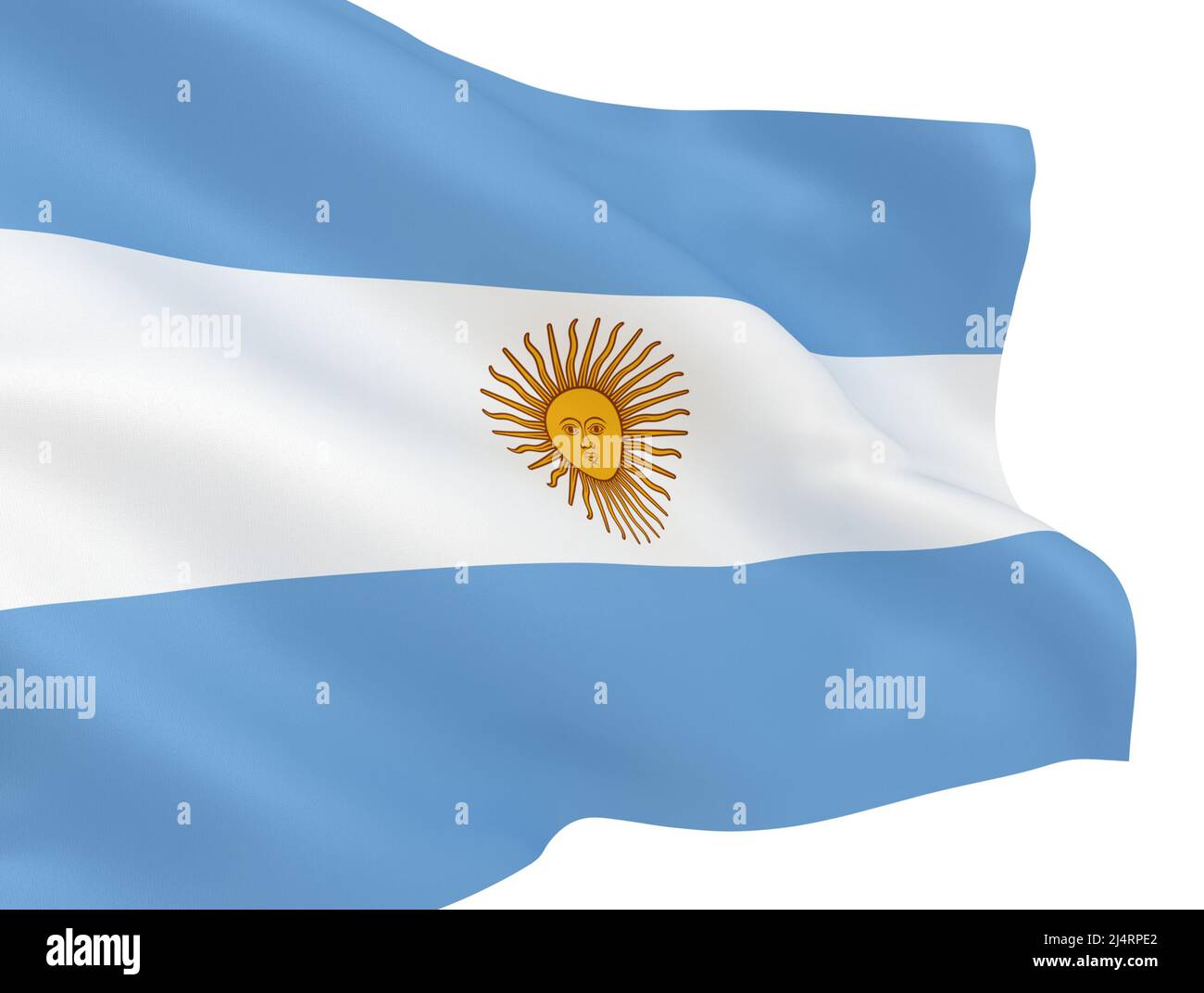 Waving Argentine flag isolated over white background Stock Photo