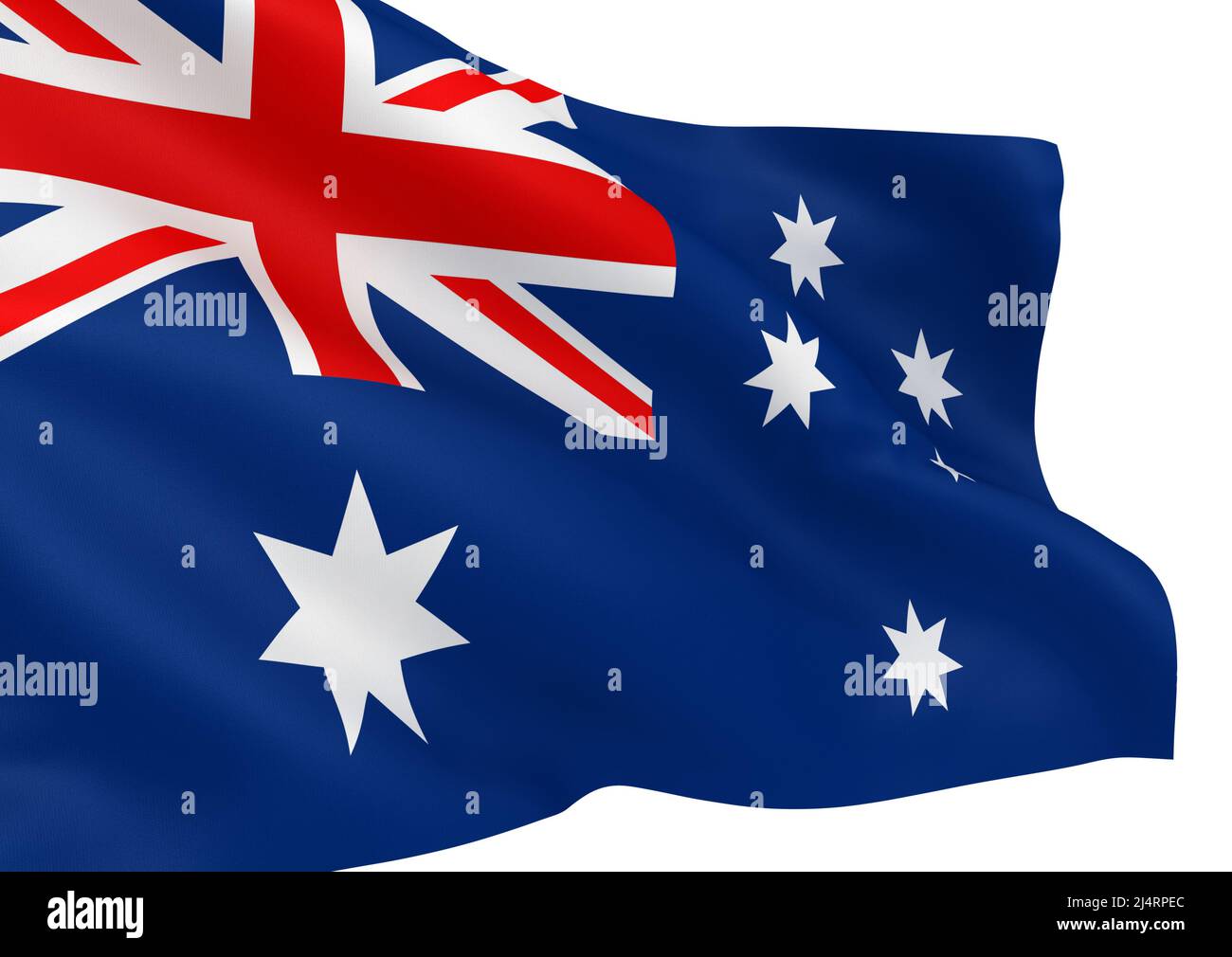 Waving Australian flag isolated over white background Stock Photo