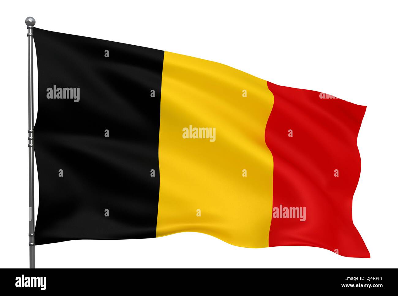 Waving Belgian flag isolated over white background Stock Photo