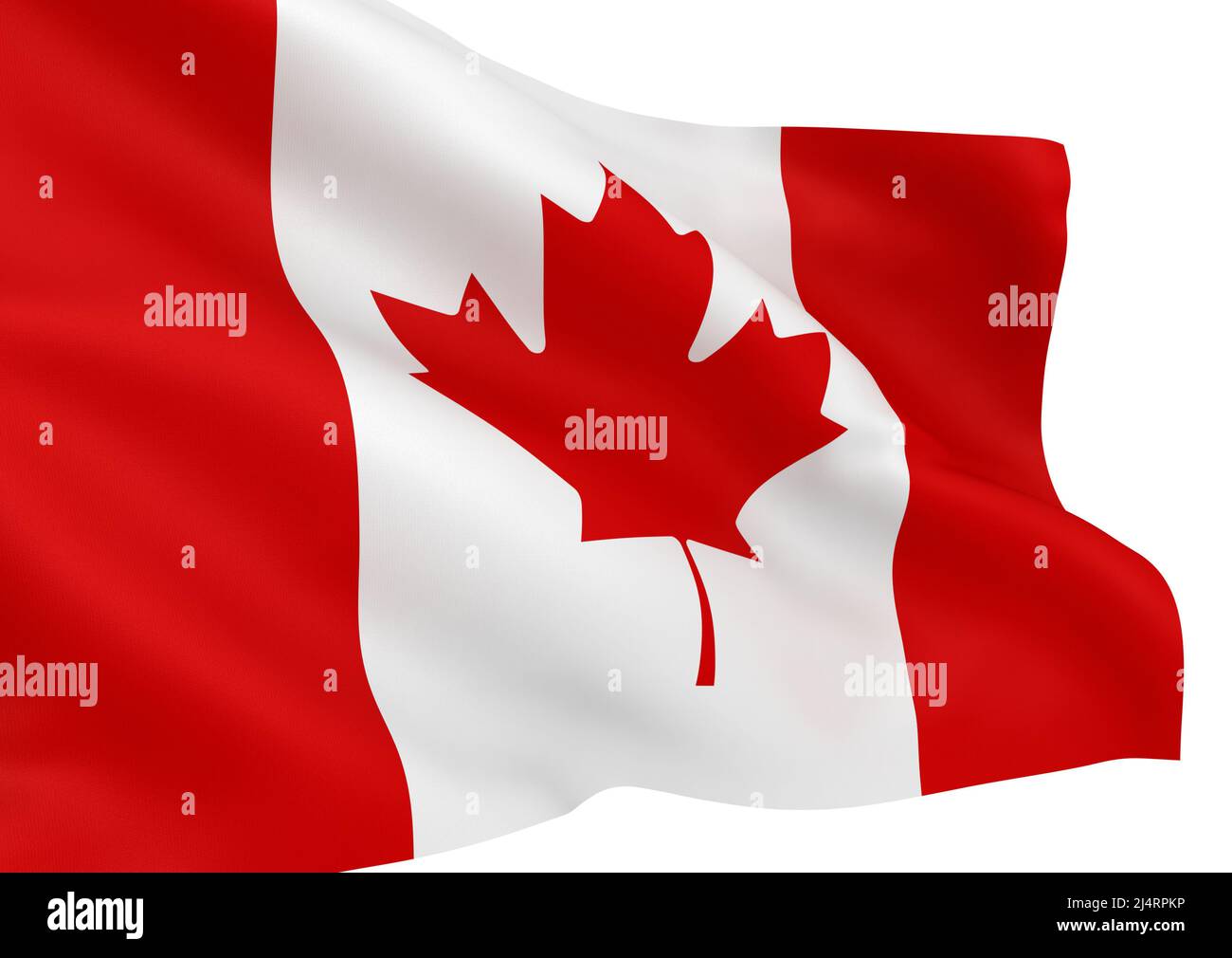 Waving Canadian flag isolated over white background Stock Photo