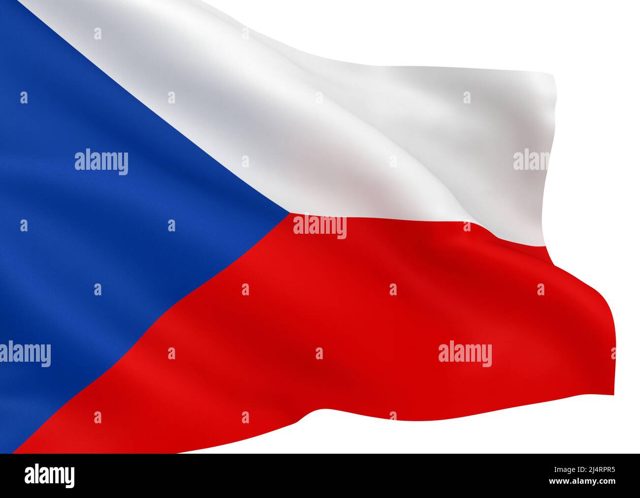 Waving Czech flag isolated over white background Stock Photo